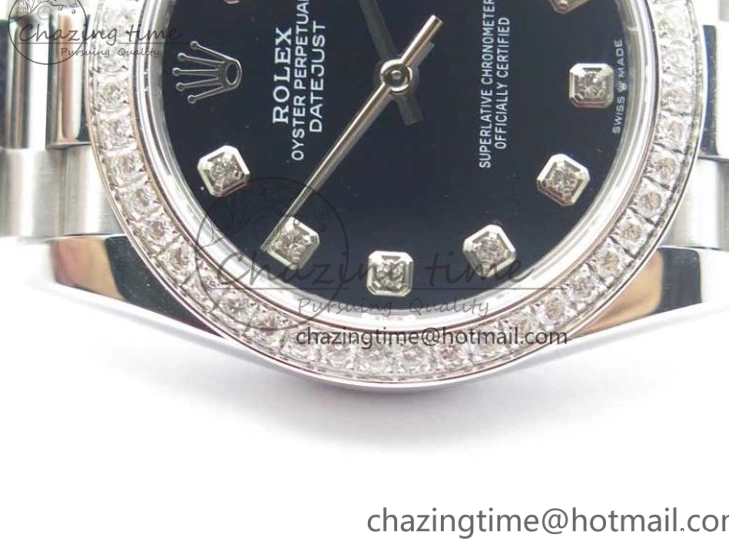 MiroTime 0405 Datejust 31mm 278275 SS Crystal Bezel BP Maker Best Edition Black Dial Crystal on SS President Bracelet Popular 3097